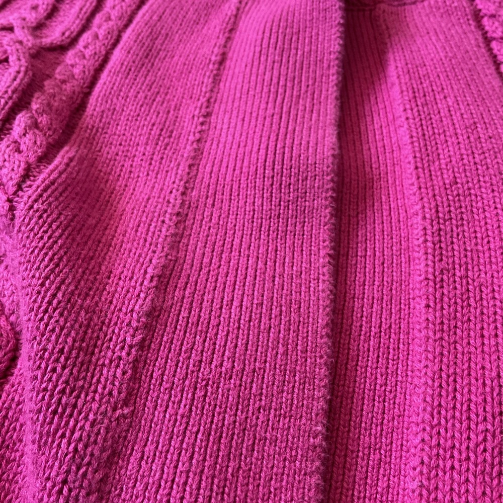 Van Heusen For Her Fuchsia Pink Cable Knit Cardigan Sweater XL Cotton - Picture 8 of 10